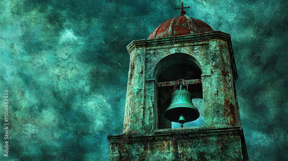 Obraz premium An aged bell tower against a dramatic sky.