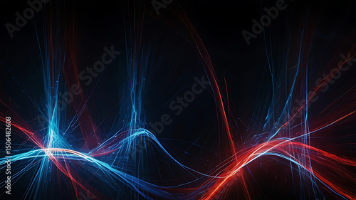 Wallpaper Mural Abstract digital art featuring vibrant blue and red light  Torontodigital.ca