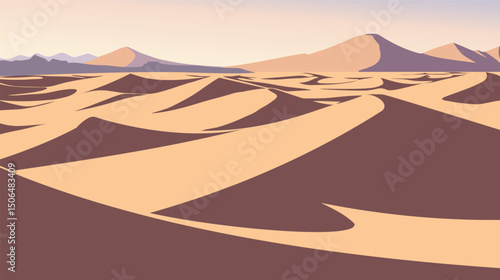 Minimalist Desert Scenery Featuring Sand Dunes, background illustration with nature concept