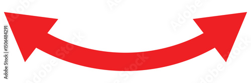 Dual sided arrow Vector. Semicircular red curved double ended arrow. Double Arrow. Red arrow icon. Vector illustration. EPS 10