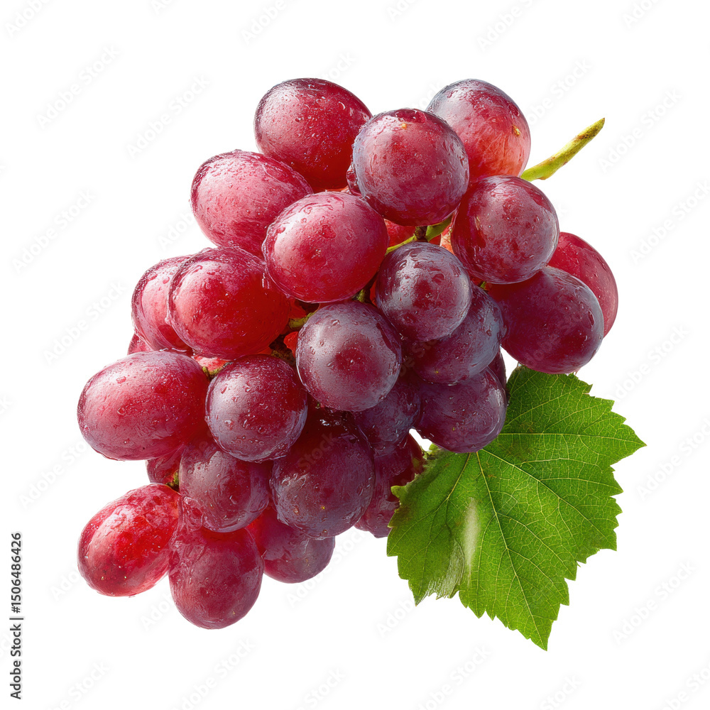 Fototapeta premium Fresh Red Grapes with Dew Drops on a Black Background