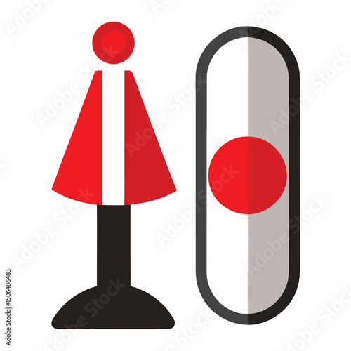 Bicycle Reflector and Rear Light Vector on White Background, Bike Safety Equipment Illustration for Cycling Design
