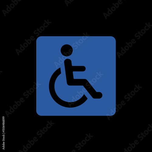 Handicap sign. Disabled sign icon isolated on black background