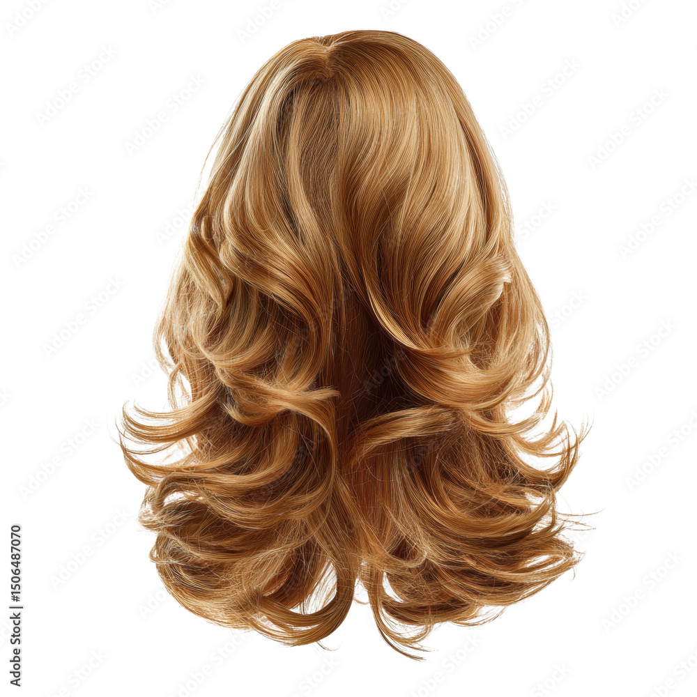 Naklejka premium Gorgeous Curly Golden Blonde Wavy Hair on a white background.