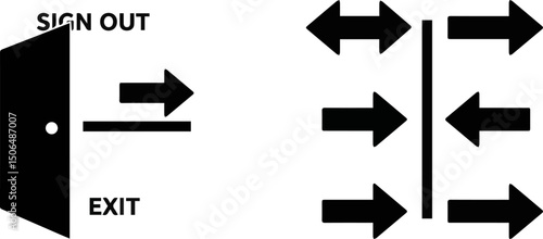 Create a kinds of Login and logout icons. Set of sign out, Sign in vector icon. vector icon in trendy flat style vector art silhouette with white background.