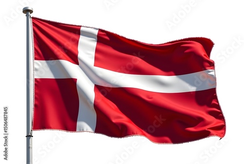 Waving national flags of Denmark, Switzerland, and Finland against a sky, symbolizing European patriotism and freedom