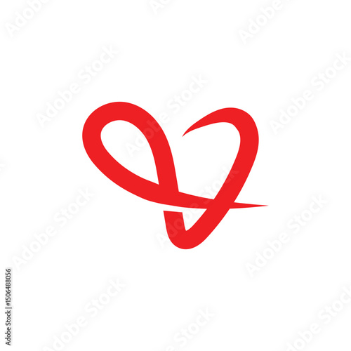 Abstract Heart Symbol: A simple yet elegant red heart symbol representing love, care, and affection, suitable for various design projects.