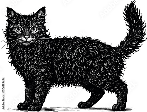  Ocicat full body side view and facing towards the front vector black silhouette cricut print design isolated on a plain white background