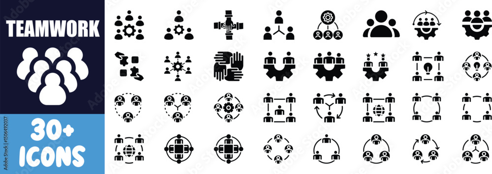 Fototapeta premium Teamwork collaboration icons set group people