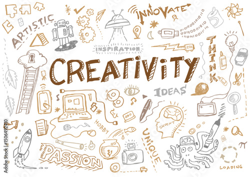 Creativity and Innovation Doodle Collection Vector. Editable Clip Art.
