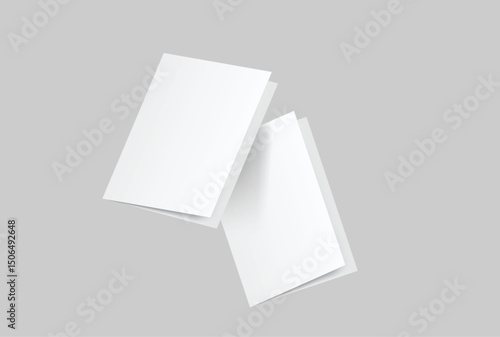A4 Bifold Blank Mockup, Open Leaflet template .Blank paper cover for  pamphlet, catalog, flyer, notecards, note paper, greeting card, wedding invitation, gift card, postcard, flier, brochure or letter