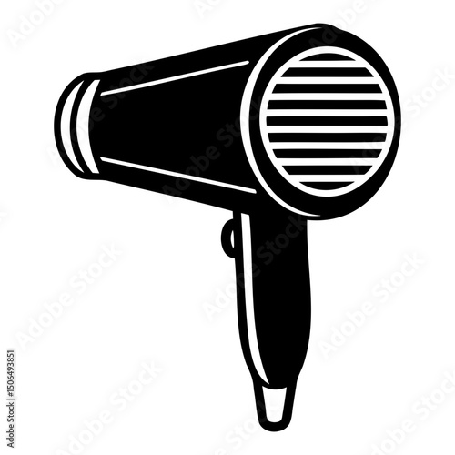 Professional salon hair dryer silhouette vector illustration on transparent background