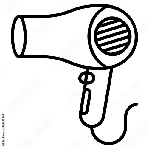 Flat icon hair dryer illustration vector outline on transparent background