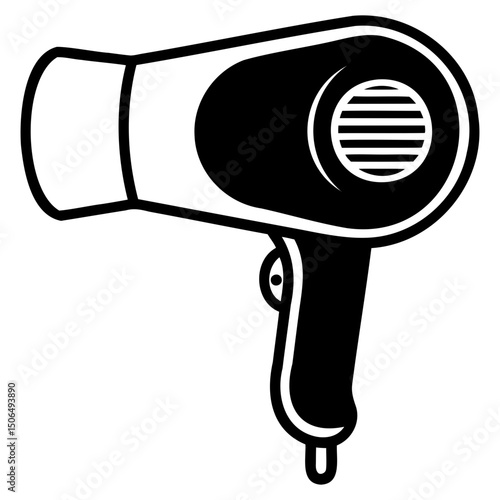 Editable hair dryer vector line graphic