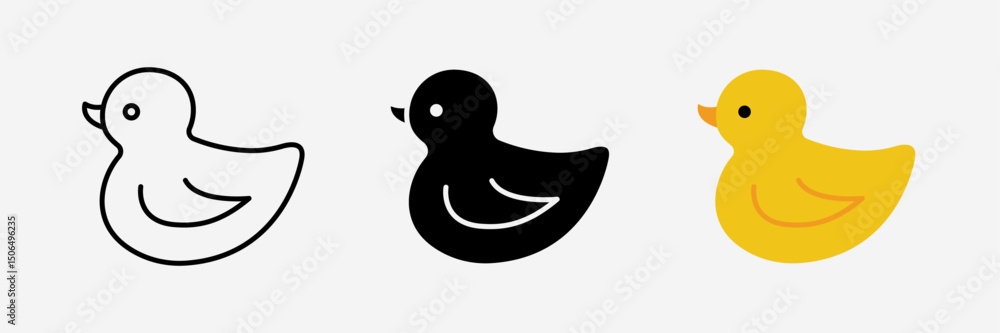 Duck toy icon Set Stroke, Fill and Color Vector Design Illustration on white background. Duck toy icon Set Stroke, Fill and Color Vector Design Illustration on white background.