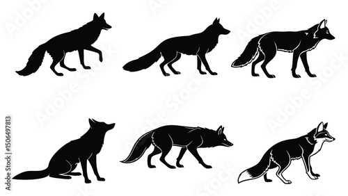 set of foxs silhouettes