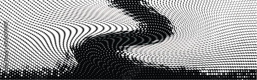 Wavy gradient halftone dots pattern texture background. Vector illustration
