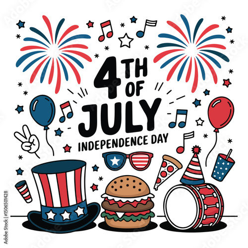 4th of July Clipart Patriotic Icon Set 