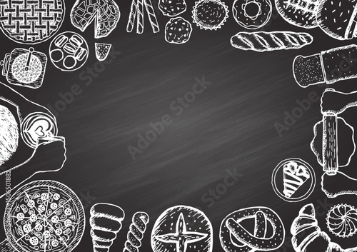 Delicious bakery goods chalkboard menu background