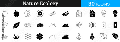 Minimalist Nature Ecology lineal , fill icon set. Nature Ecology icon, nature, ecology, minimalist, icon, lineal, fill, environment, green, eco, tree, plant, leaf, forest, earth, sustainability, more.
