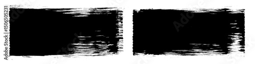 Vector brush strokes. Large blocks of rolled paint. Black ink splatter stripes. Urban punk calligraphy frames. Chinese hand-drawn smears. Grungy long straight swipe set. Modern grunge brushstroke bg