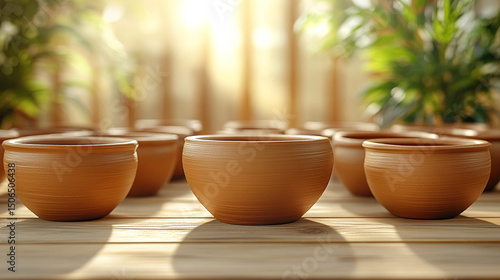 Wallpaper Mural Miniature pottery workshop with tiny pottery wheels isolated on a blurred background, perfect for artisan crafts, ceramic art, creative workshops, and handmade pottery themes.

 Torontodigital.ca