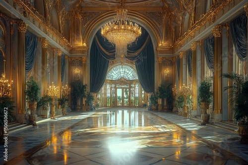 Wallpaper Mural Grand Palace Entrance, Sunlit Lobby, opulent decor,  for luxury real estate Torontodigital.ca