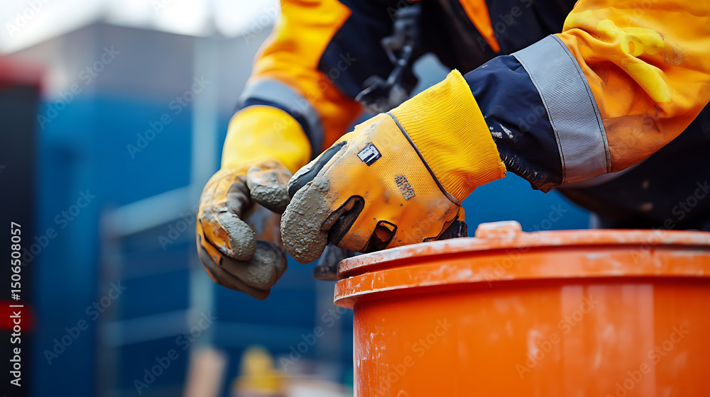 Fototapeta premium Construction Worker Handling Materials