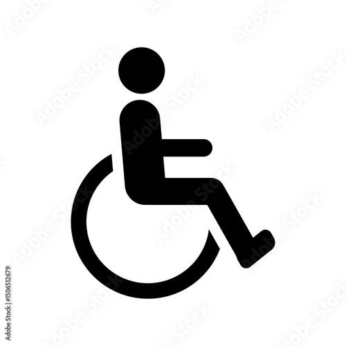 Wheelchair disabled person icon, black silhouette accessibility symbol for public spaces and disability support