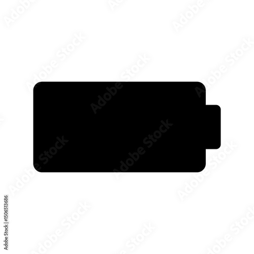 Battery low level icon vector, black silhouette flat symbol for energy status, charging indicator and power concept