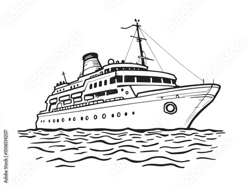 modern cruise ship line art illustration style vector image