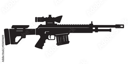 Assault weapon isolated on white background with military gun details