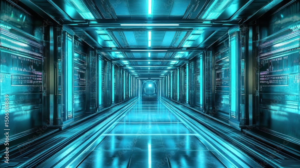 Fototapeta premium Futuristic corridor perspective technology design