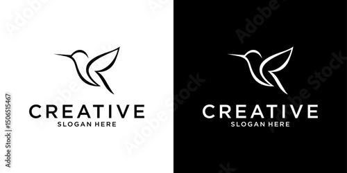 Hummingbird vector logo design. Bird vector logo design.