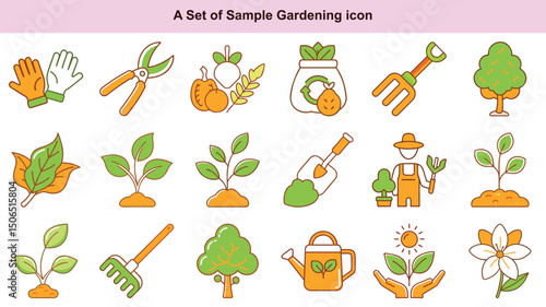 Gardening Icons Vector Set: Plants, Tools, Nature and More