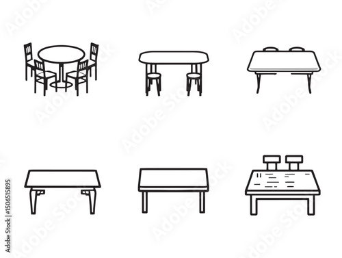 Simple and elegant dining table line art vector