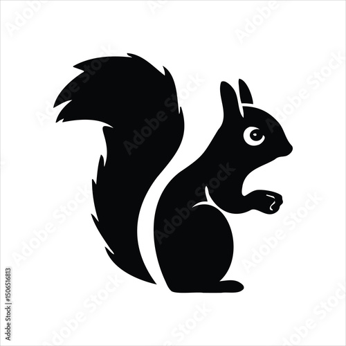 Squirrel holding a nut on a white background cartoon illustration