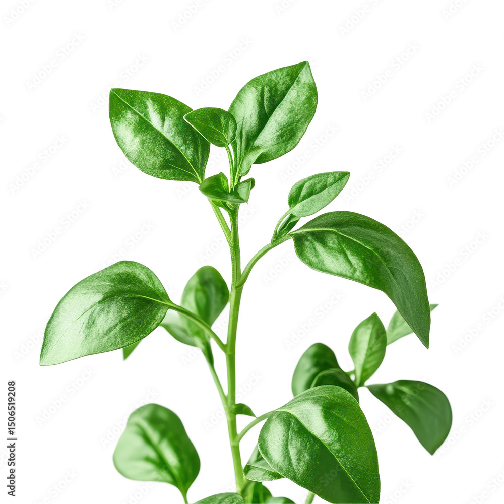 Fototapeta premium Closeup view of a vibrant green plant showcasing fresh leaves against a Transparent background, Closeup view growing plant isolated on PNG background
