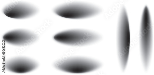 モノクロのメッシュグラデーションの楕円形ベクターイラスト