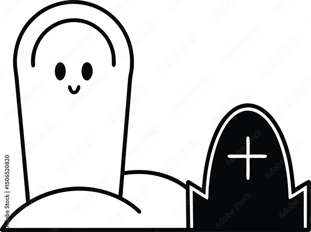 Fototapeta premium graveyard ghost (1).eps