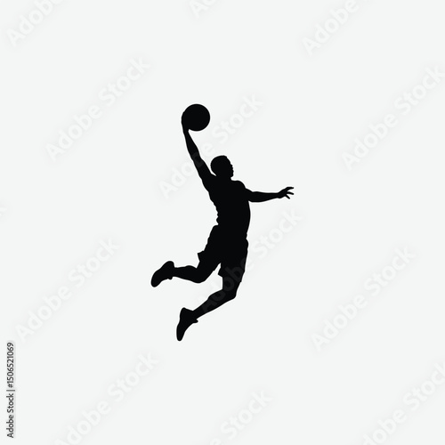 Basketball Player Silhouette Vectors – Dynamic Sports Poses on Clean White Background for Design & Print