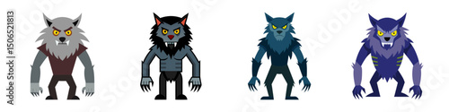 Werewolf Flat Illustration – Simple Cartoon Vector in Flat Style