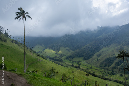 green mountain landscape with clouds