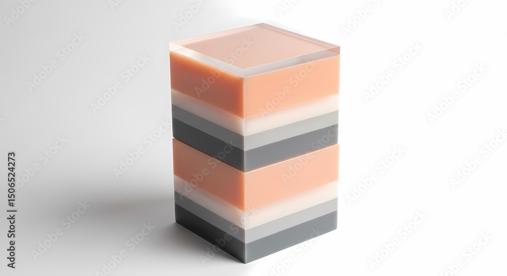 Obraz premium Layered Cube Sculpture with Pastel and Grey Tones