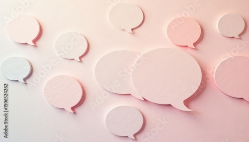 Subtle grey speech bubble pattern on pastel background, print, texture