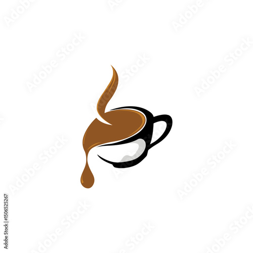 Hot espresso coffee cup icon with a heart, perfect for breakfast beverage illustrations and cafe logos