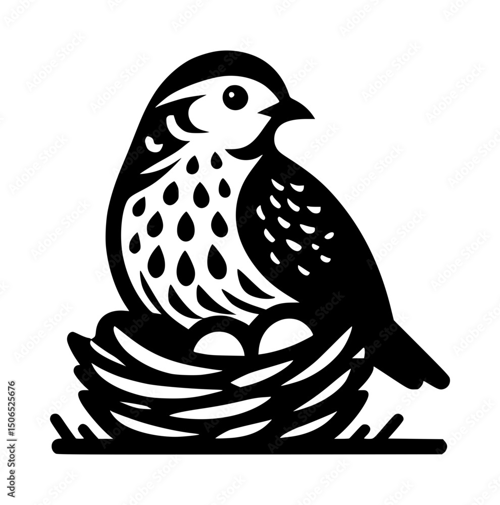 Obraz premium Quail Nest Black Vector Logo