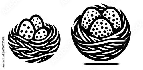 Quail Nest Icon Logo Black Vector Design