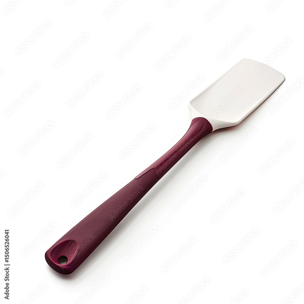 Fototapeta premium A spatula with a silicone head and a sturdy handle, ideal for cooking and baking tasks. on white background