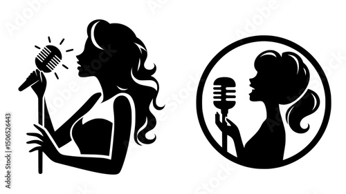 Female Singer Microphone Silhouette